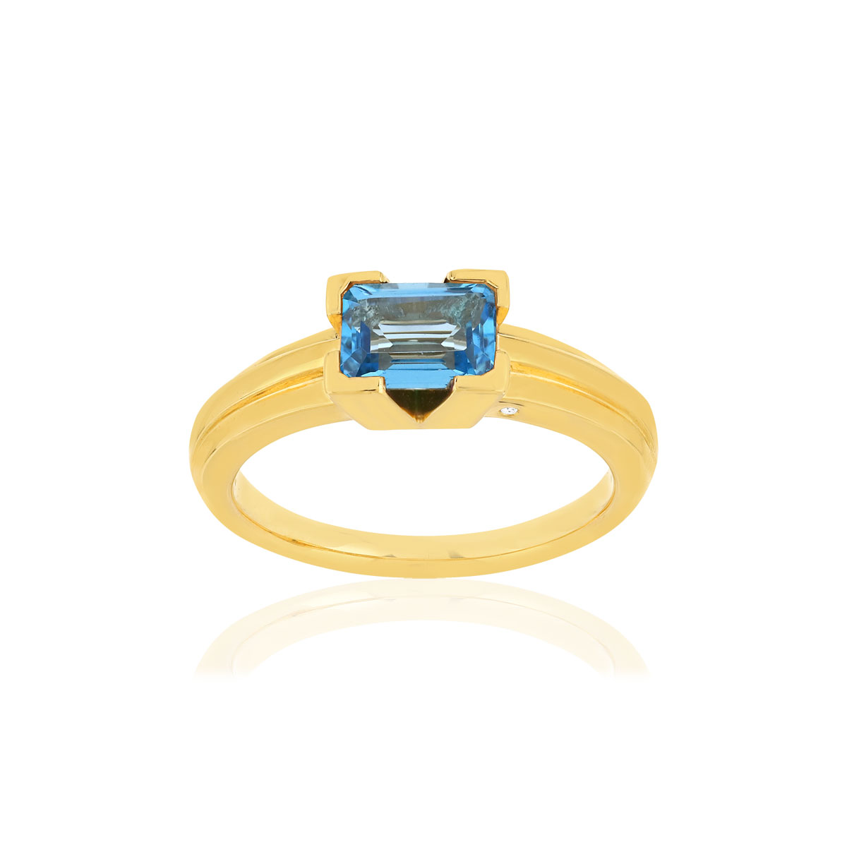 Bague VAN BRILL or jaune 750, topaze, diamant.
