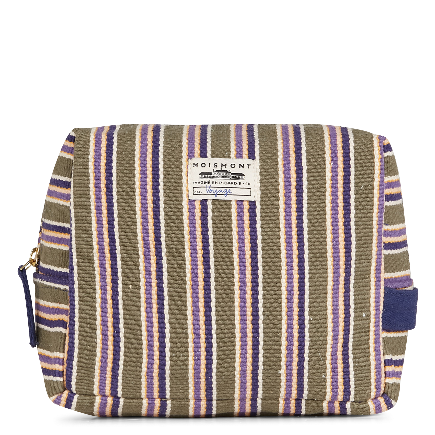 N°38 - Trousse rayée en coton| Kaki