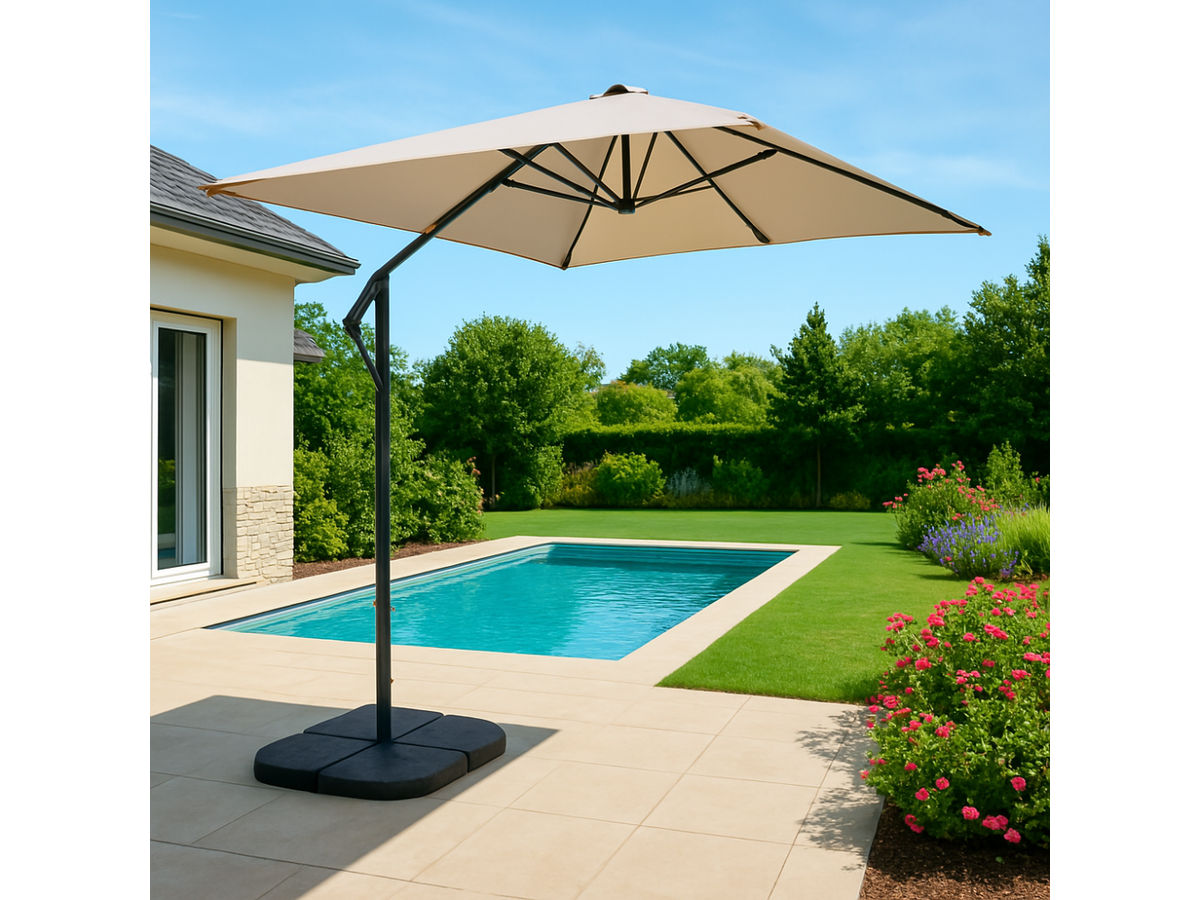HIXA Set van 4 betonnen parasoltegels - Black