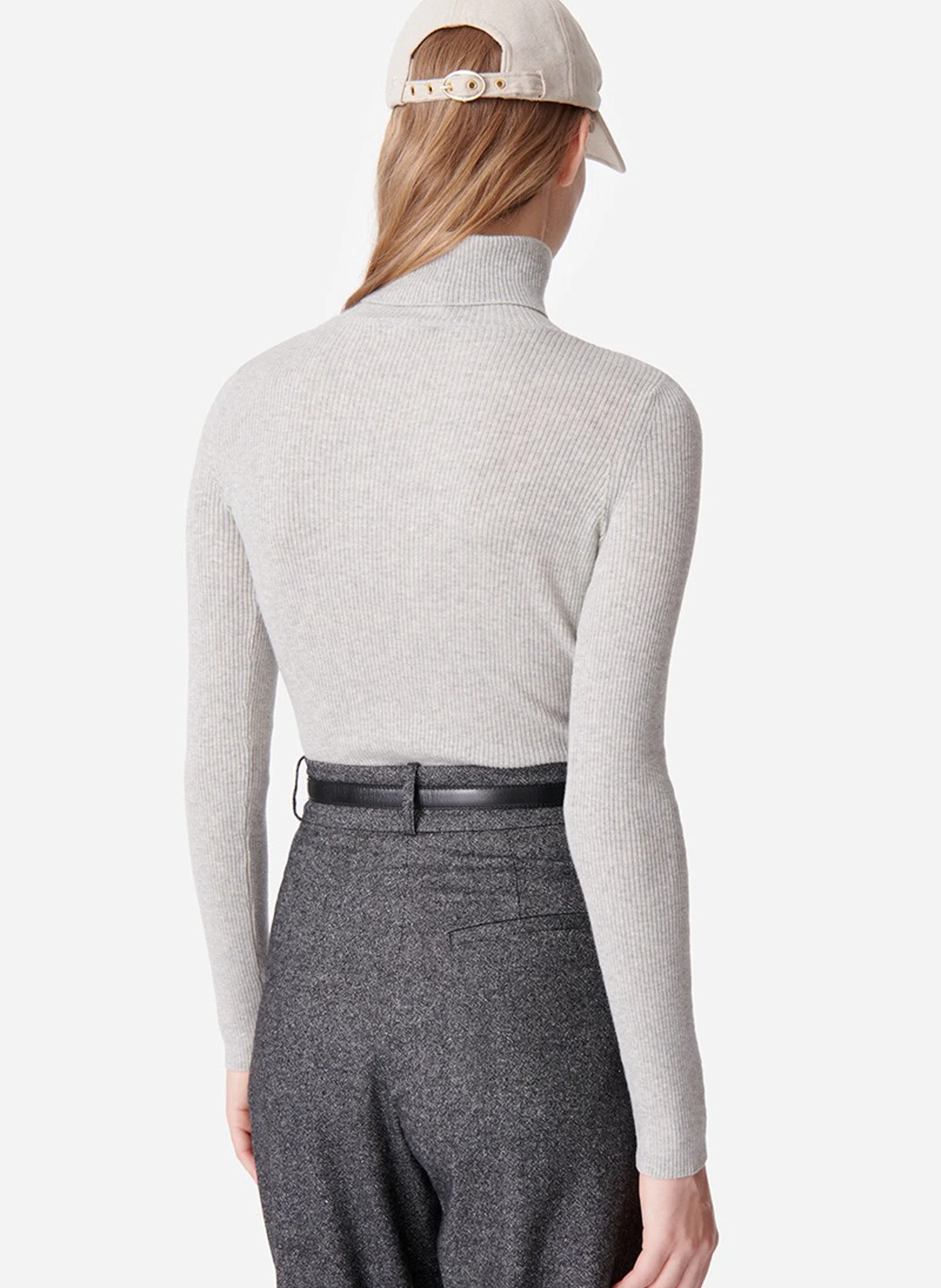 BRINDILLE - Pull fin col roulé en laine mélangée | Gris