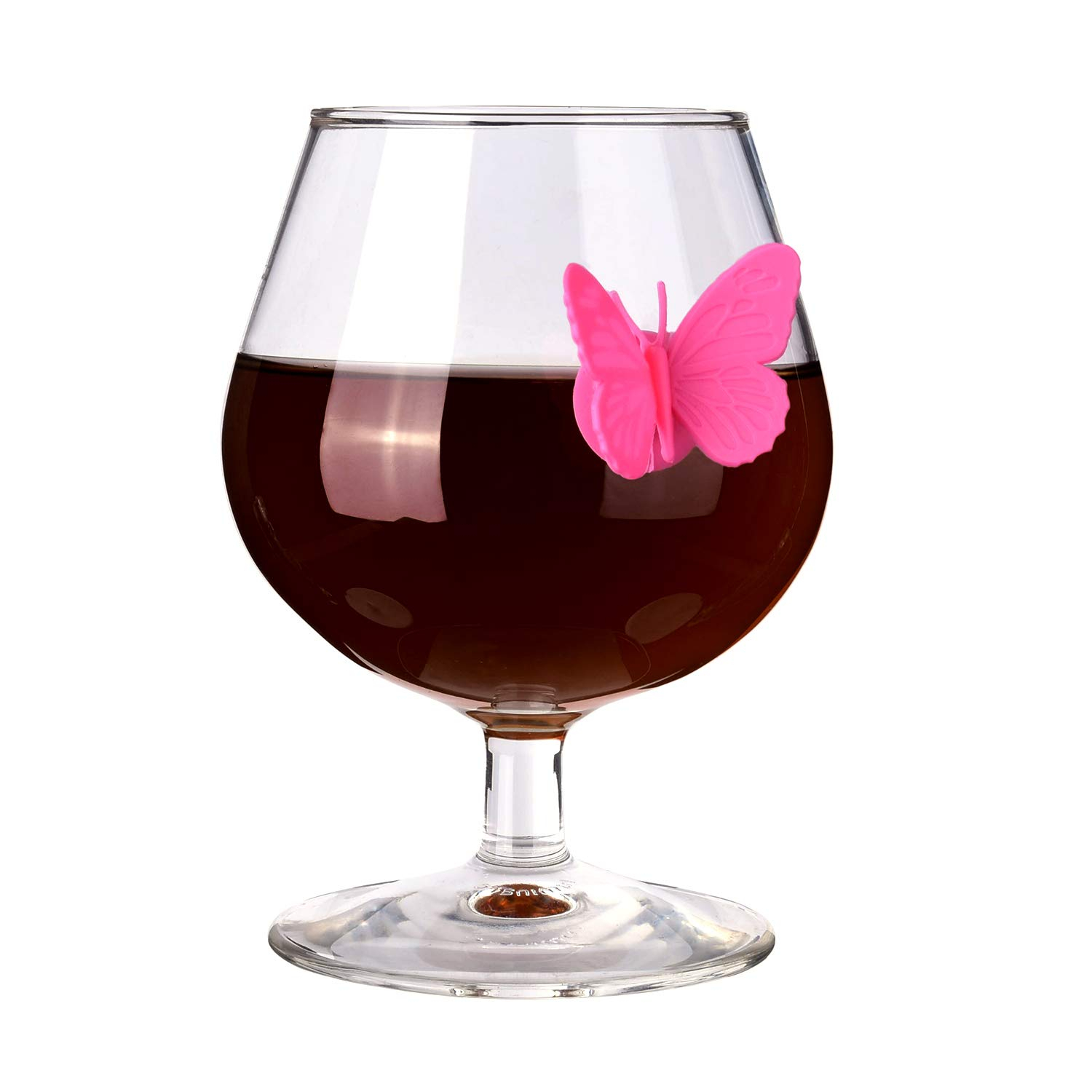 (10er Set) Silikon Glas Markierer Wiederverwendbare Trinkglas Markierung mit Saugnapf - Schmetterling