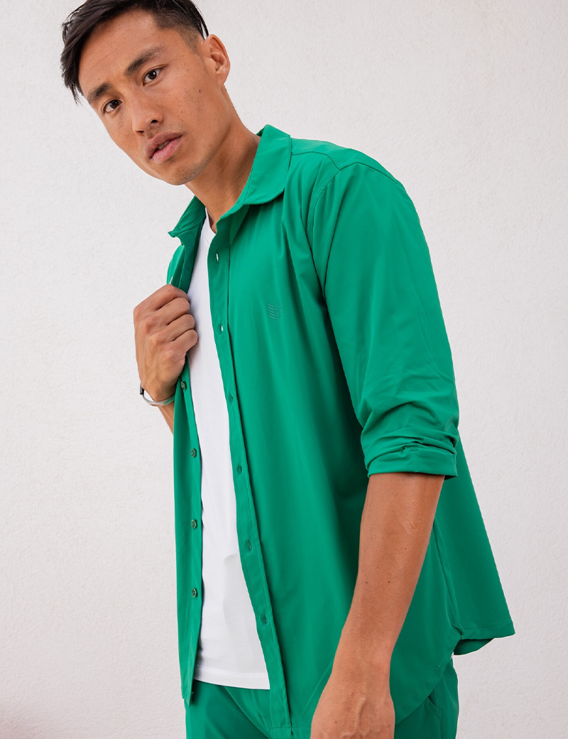 HBT CHEMISE HOMME CHARLIE MANCHES 3/4 VERT