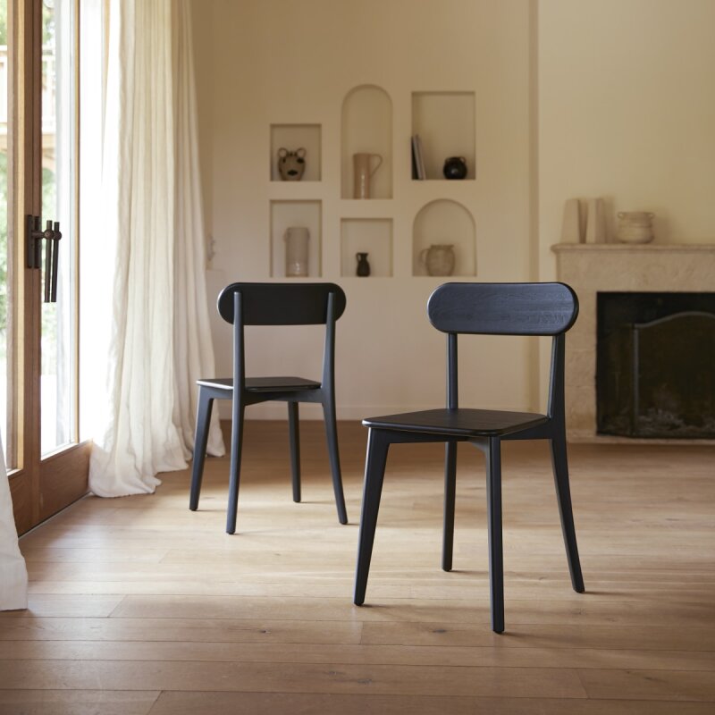 Chaise Abel en chêne massif noir - Lot de 2