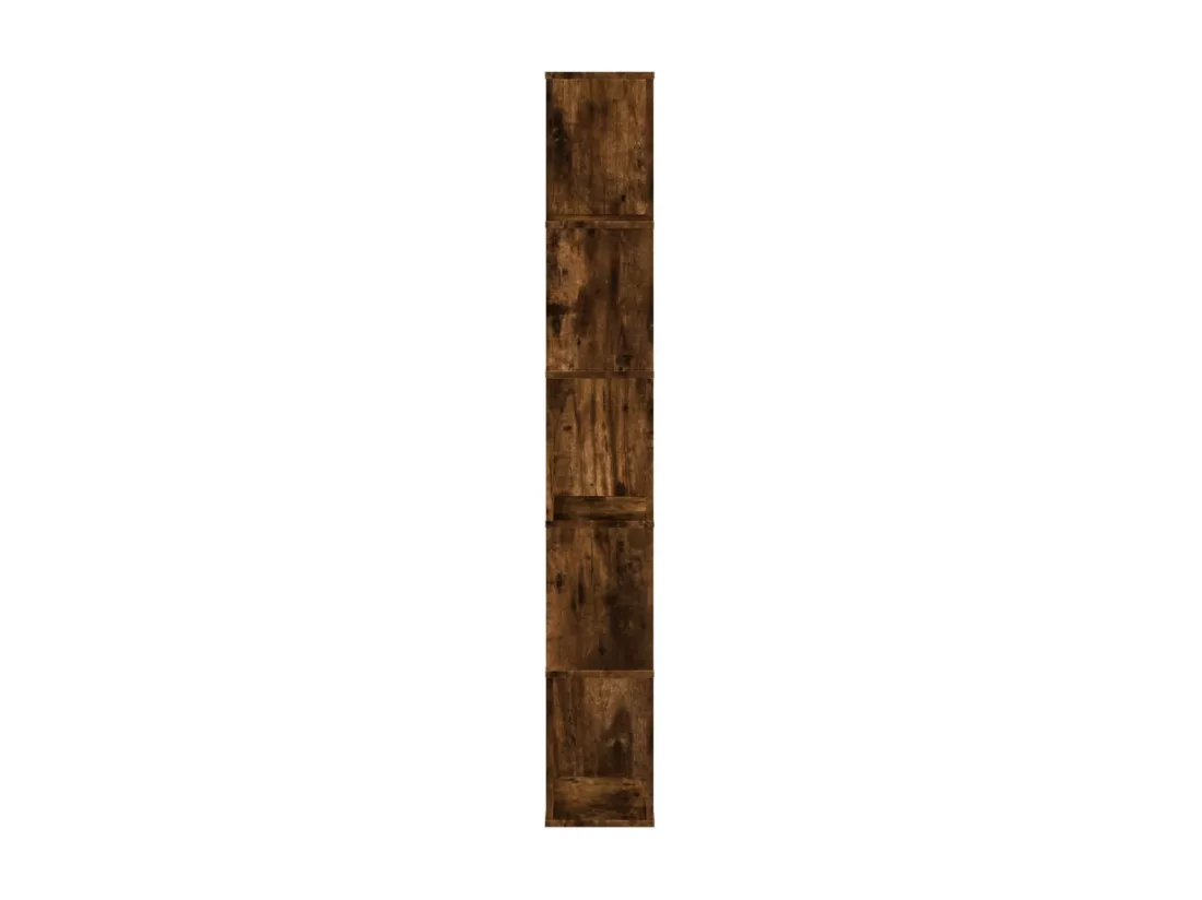 Bibliothèque 5 niveaux chêne fumé bois d'ingénierie