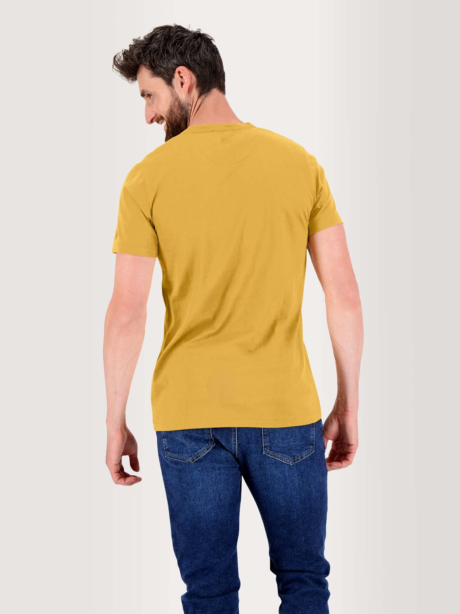 Tee Shirt Homme Col Tunisien Jaune
