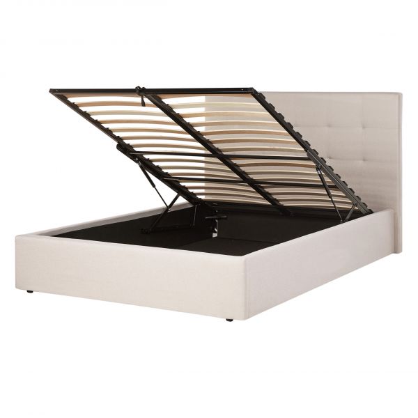 Beliani Cama de Casal Lorient de Poliéster Creme 157x216x112