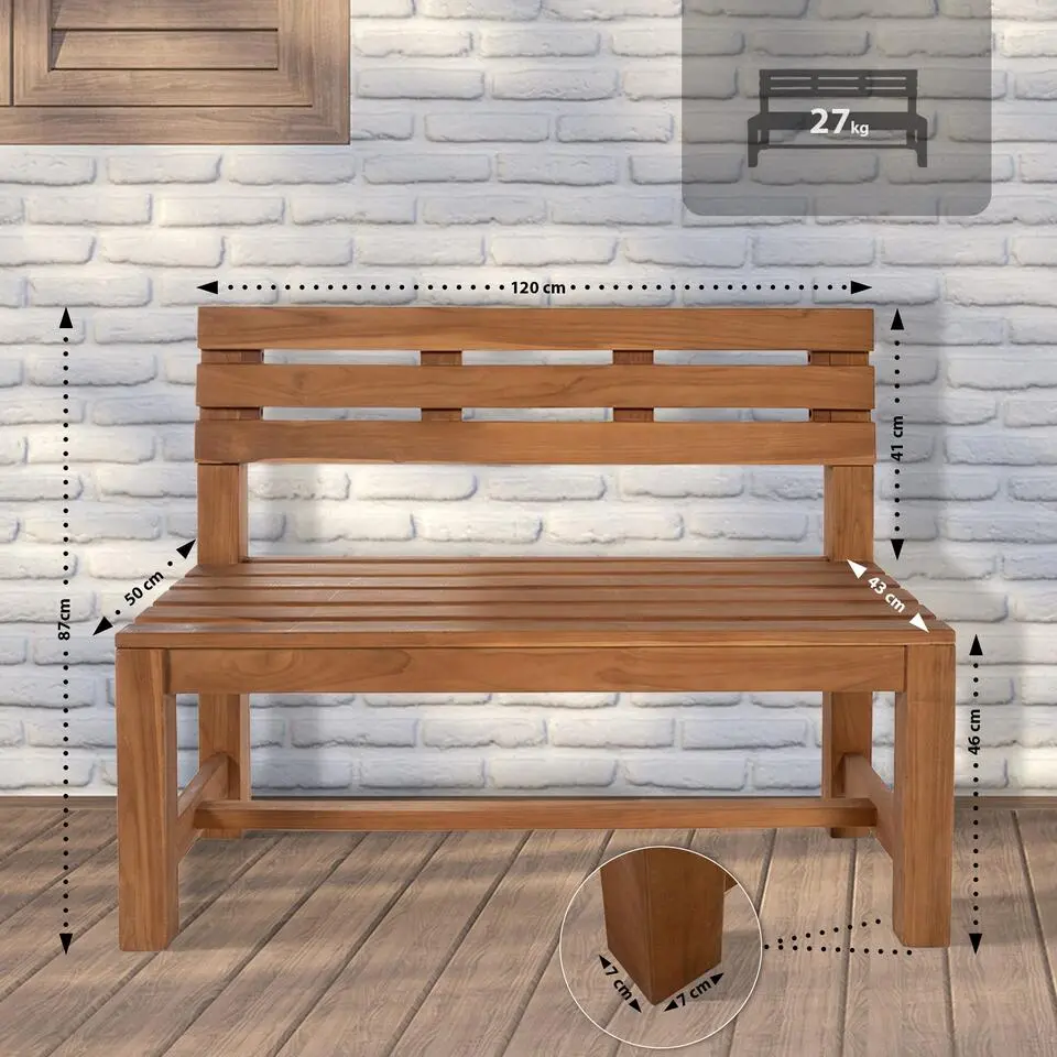 CLP Teakbank Augusta 120 cm