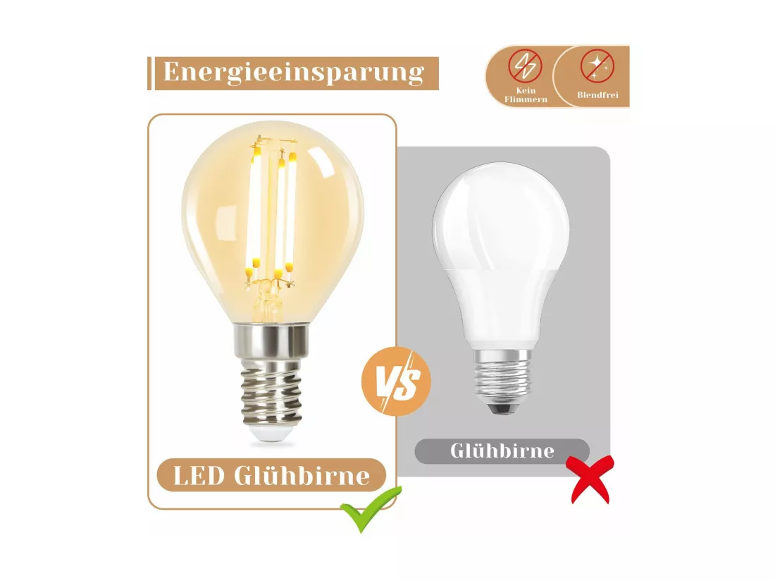 NETTLIFE Lot de 6 ampoules LED E14 vintage Edison - ampoules à filament blanc chaud G45 2700K 4W en verre de haute qualité idéales pour hôtel café