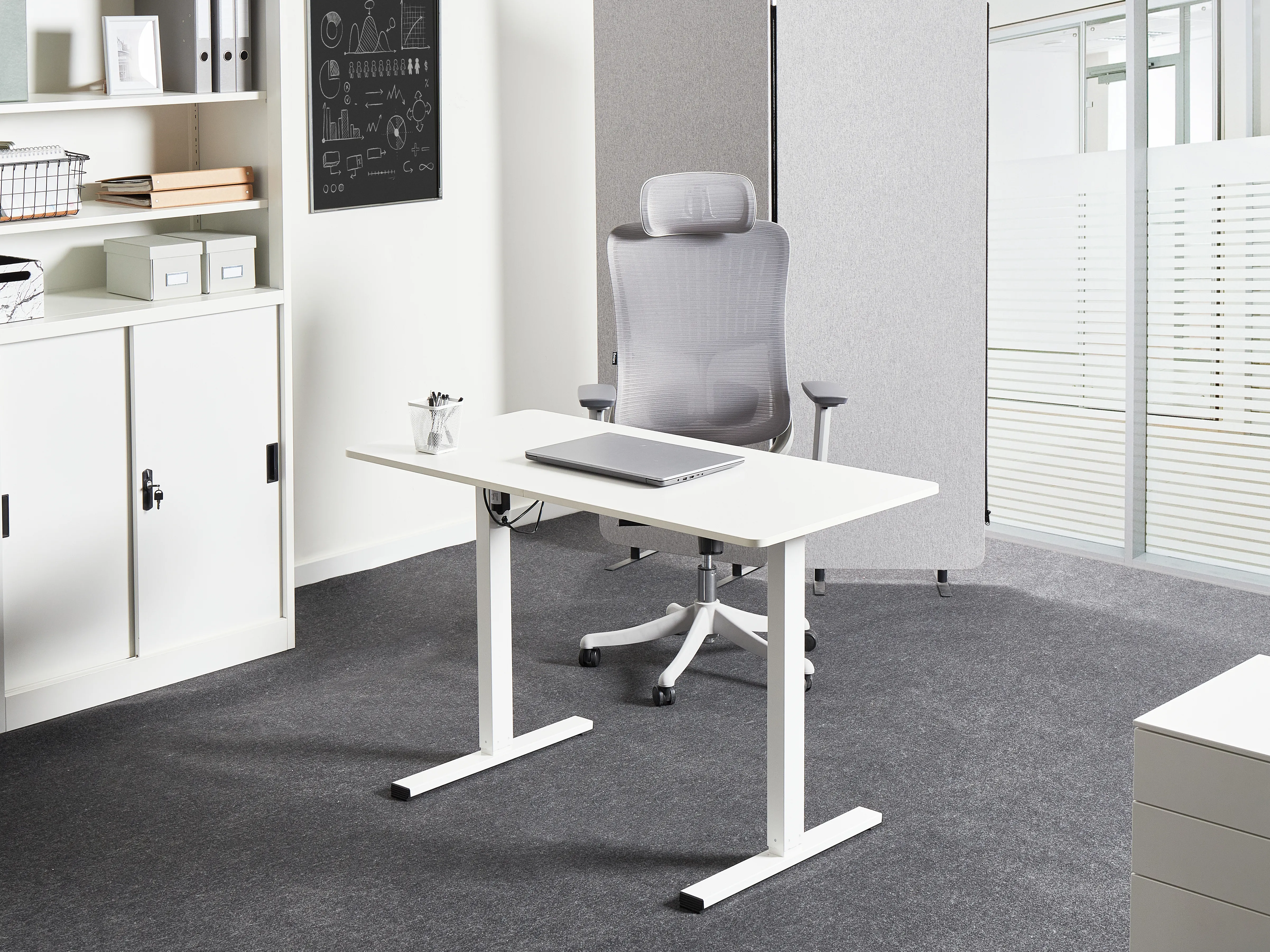 Elektrisch verstelbaar sta-bureau TAVARES Wit 120 cm 60 cm