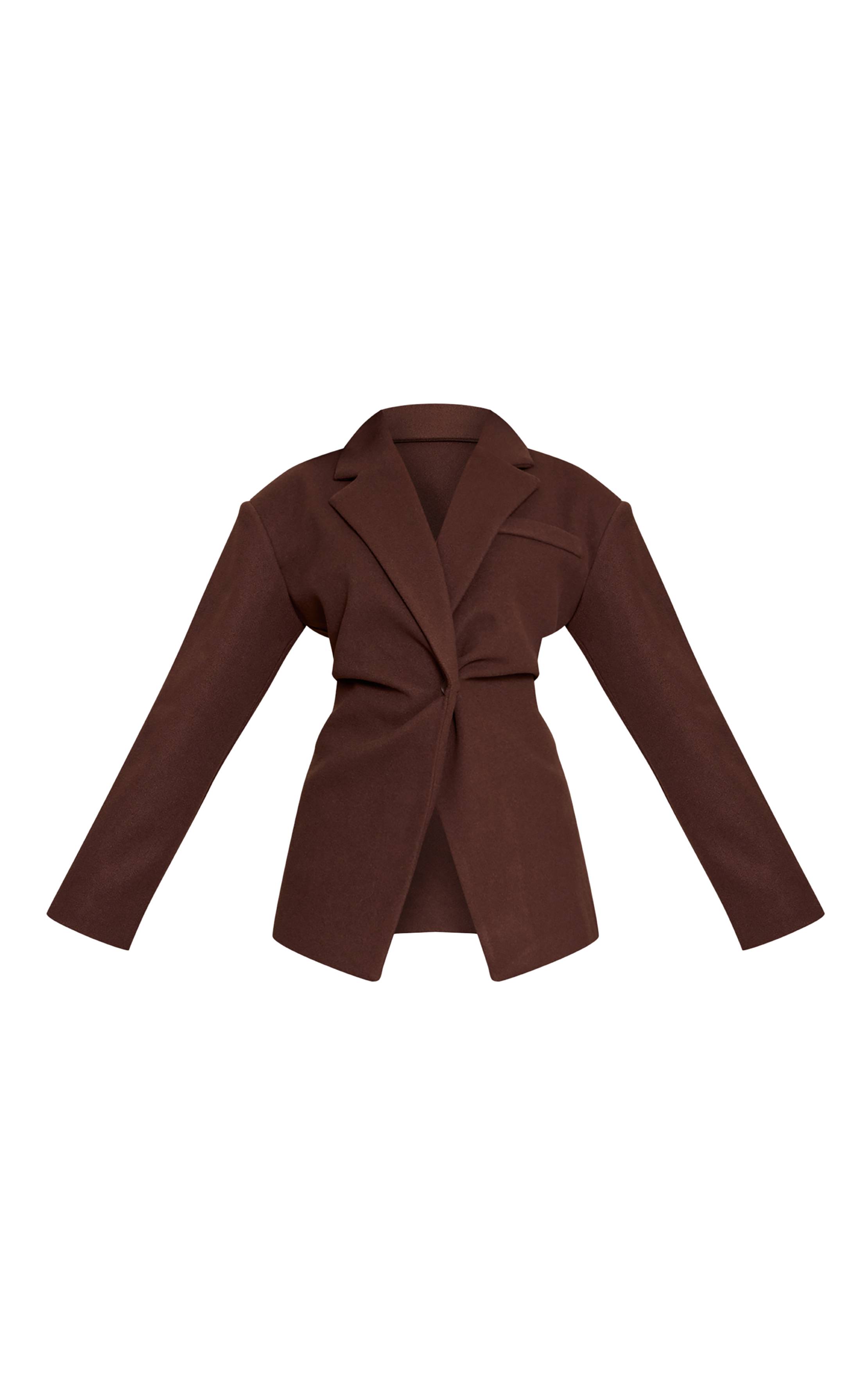 Chocolat Blazer Cintré Effet Laine