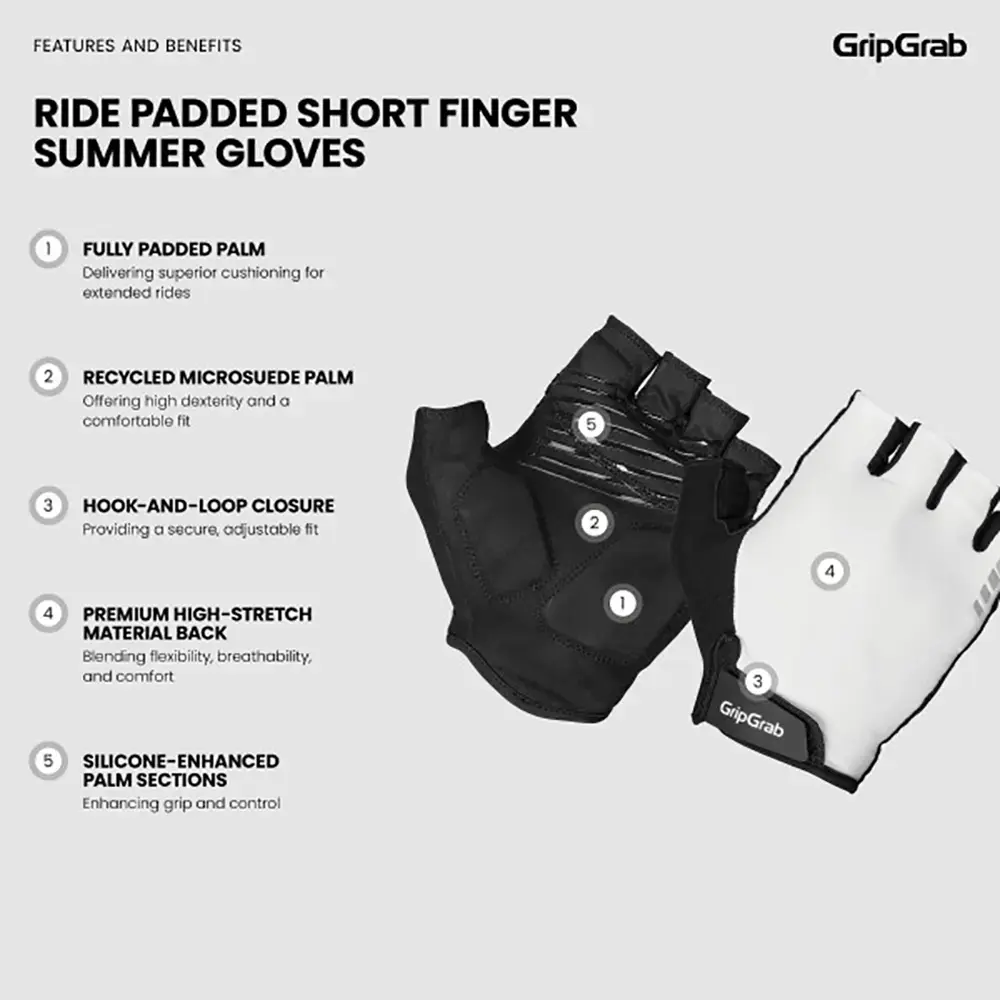 GripGrab Ride RC Max Padded Zomer Fietshandschoenen Wit