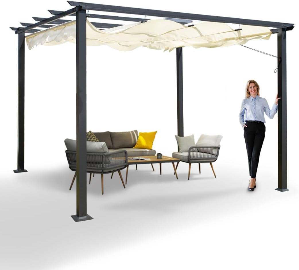 Grindi - Garten Pergola Pavillon Terrassendach - Milos I 3x3m - wasserdichtes & stabiles Sonnenschutz für Terrasse und Freistehender, Carport-Pavillon, Grillpavillon, Markise als Vordach für Haustür