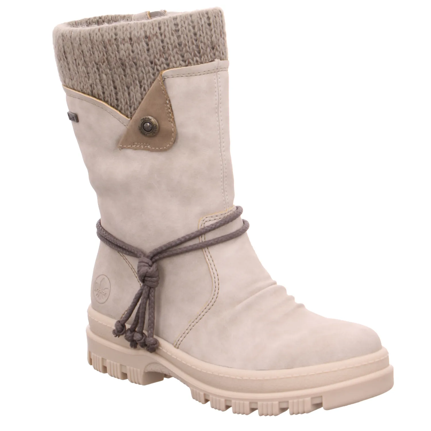 RIEKER Snowboot Offwhite Lederimitat  mit Tex-Membrane