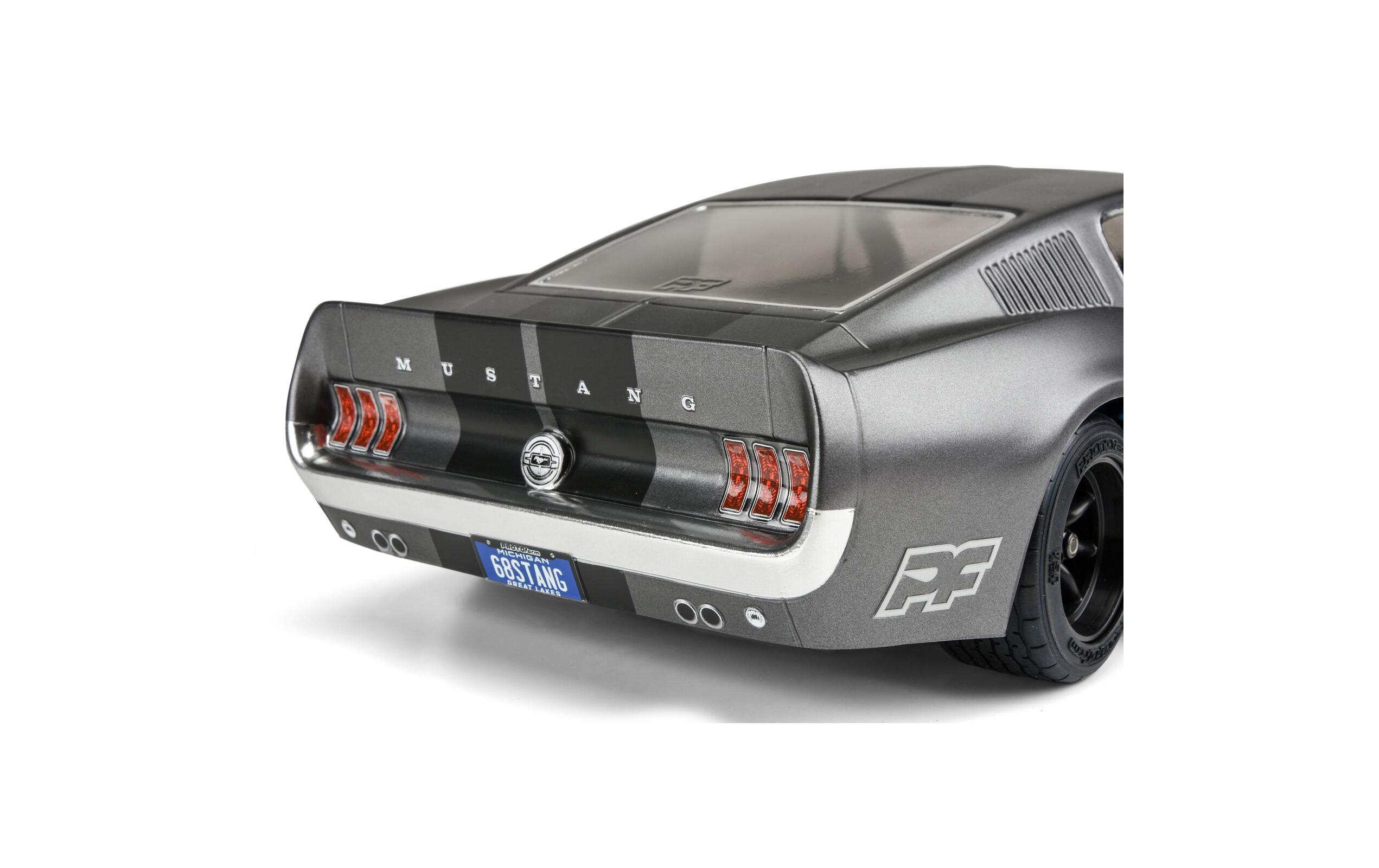Karosserie Ford Mustang 1968 unlackiert, 1:10Vintage Trans-Am Karosserie für Tourenwagen