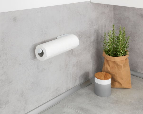 WENKO Küchenrollenhalter »Modell Nio« selbstklebend, Befestigen ohne Bohren, rostfreies Aluminium