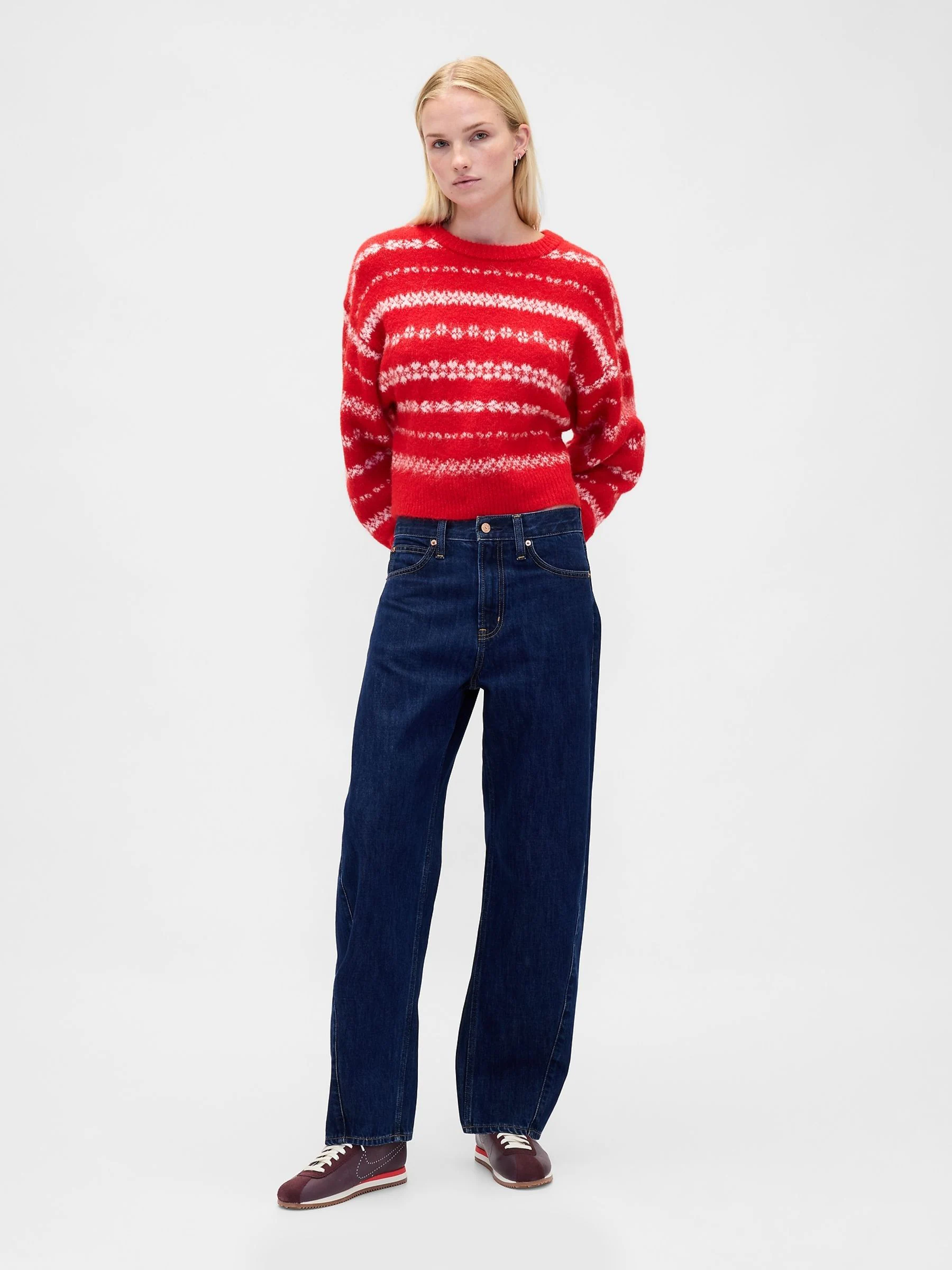 Red Fair Isle Christmas - Gap Oversized Crew Neck Jumper