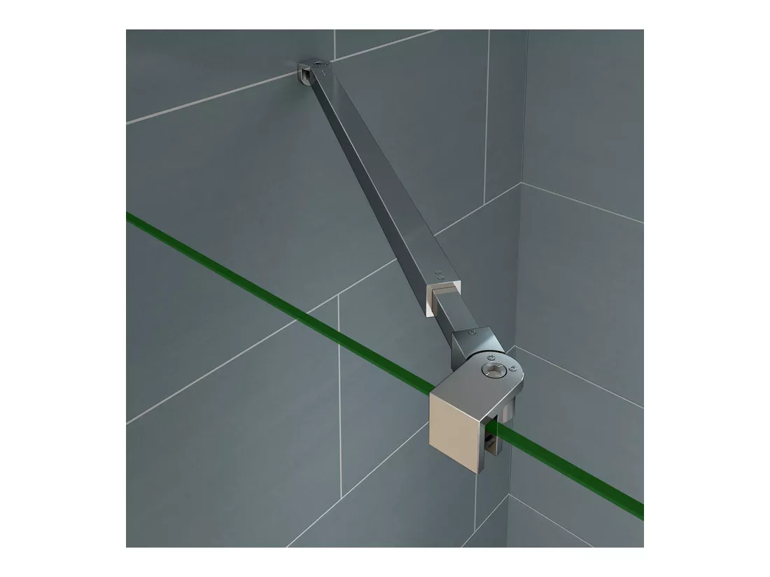 Paroi de douche à l'italienne verre dépoli au centre 120+40x200cm avec retour pivotant, avec barre de fixation 73-120cm