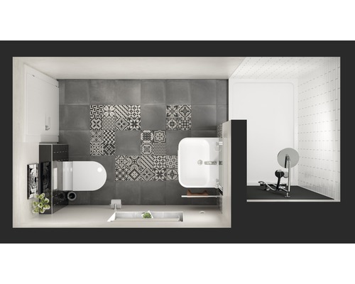 Porseleinen wand- en vloertegel Heritage zwart in 19 verschillende designs 33,15 x 33,15 cm