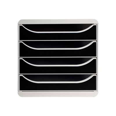 Exacompta BigBox - Module de classement 4 tiroirs - gris/noir