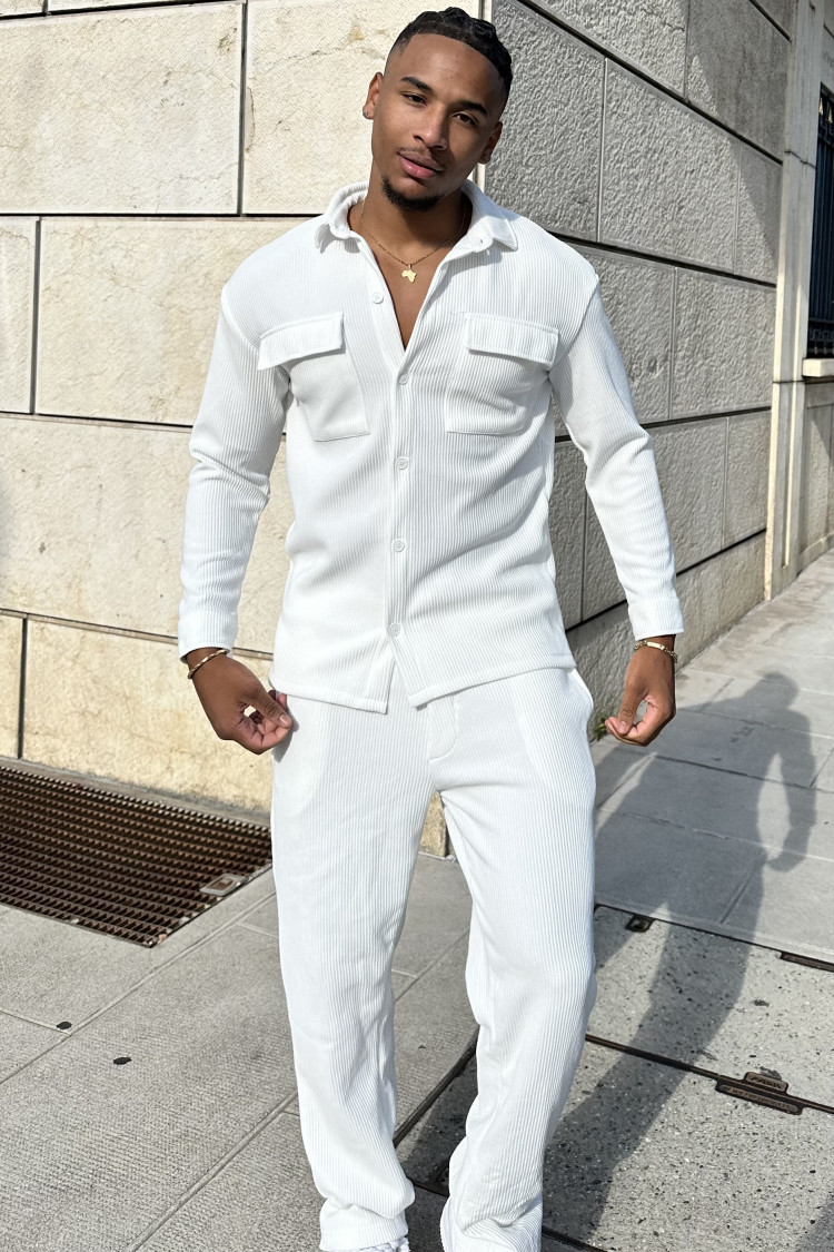 Ensemble 2 pièces chemise + pantalon blanc