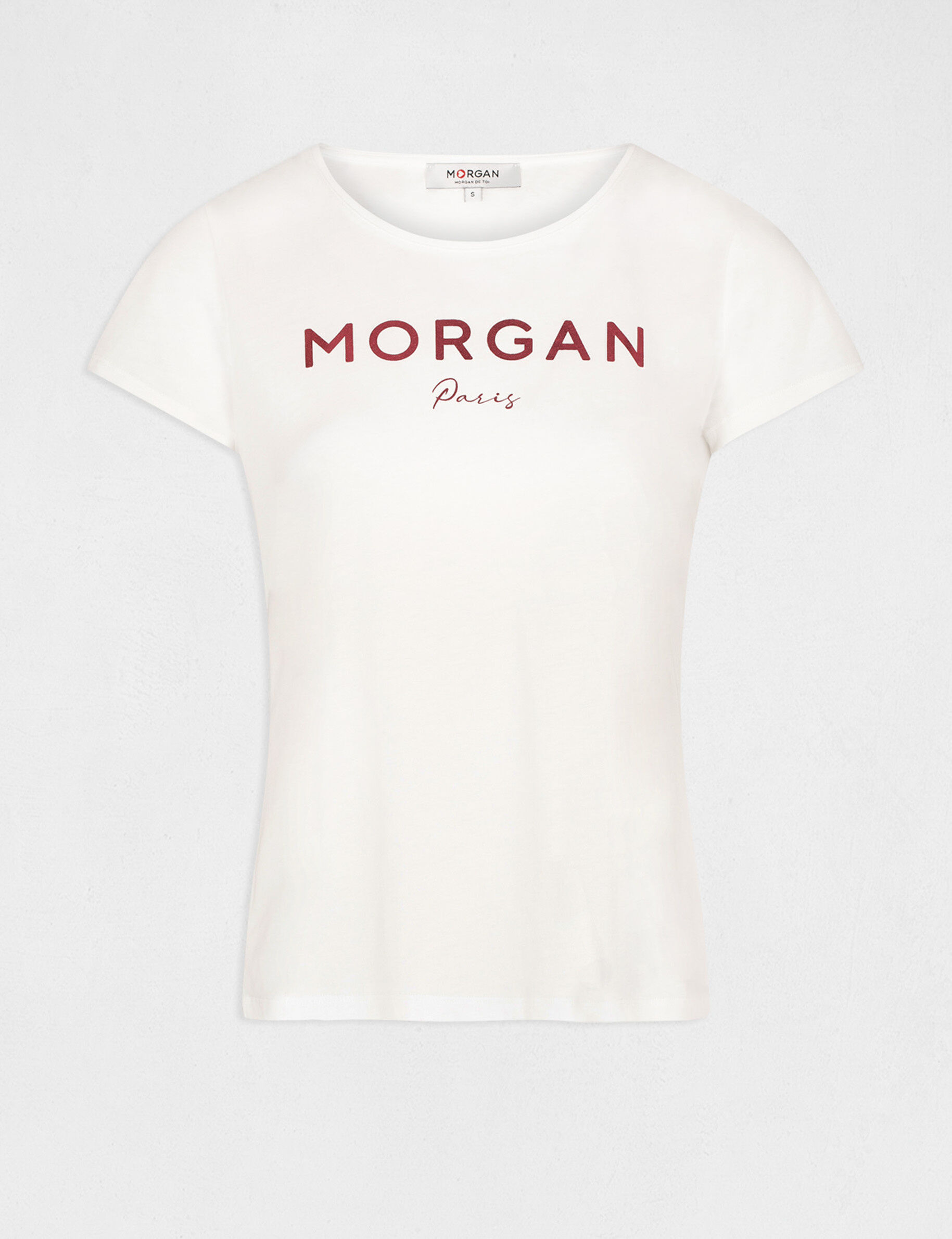 T-shirt manches courtes à inscription corail femme - corail