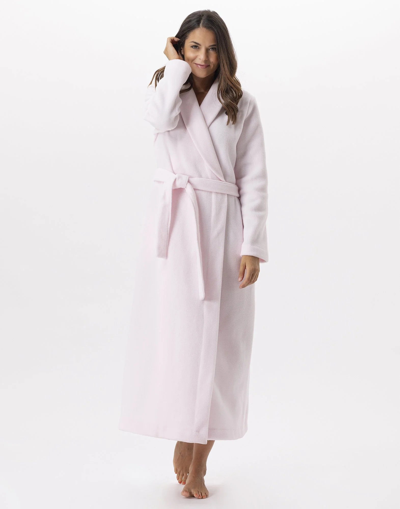 ESSENTIEL H62A - Peignoir long en polaire | Rose