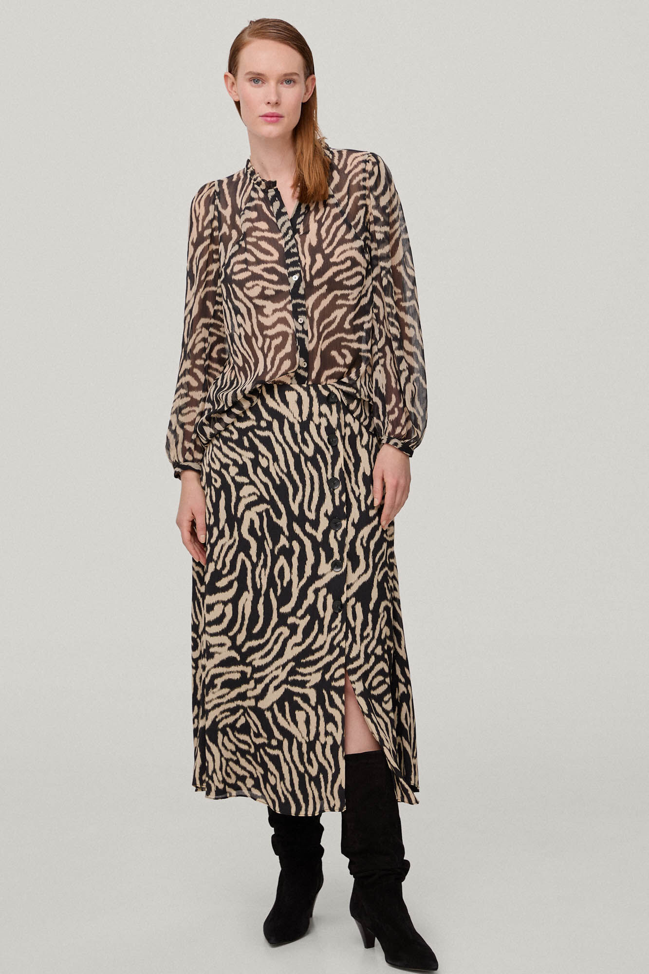 Saia com estampa de zebra - Cinza