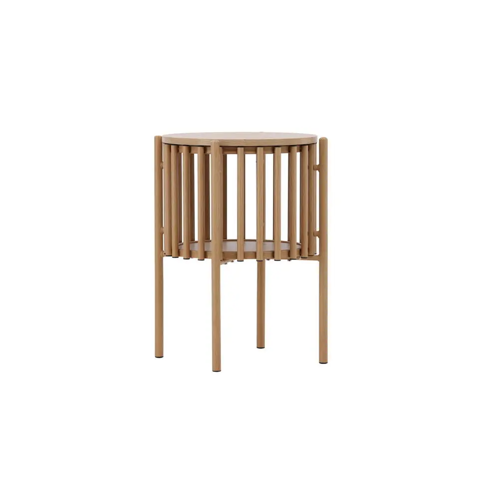 Bijzettafel Met Opbergruimte - Naturel MDF - 45x45x65cm - Rubbo