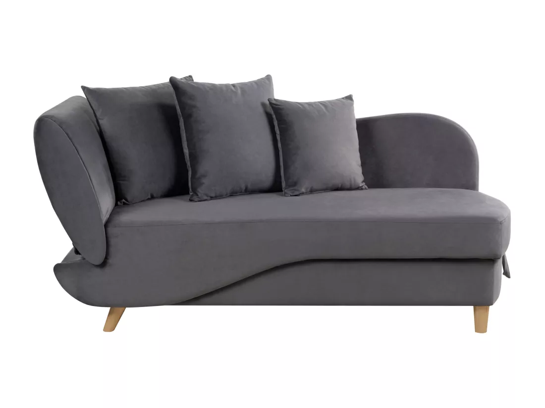 Chaise longue en velours côté droite gris foncé MERI II
