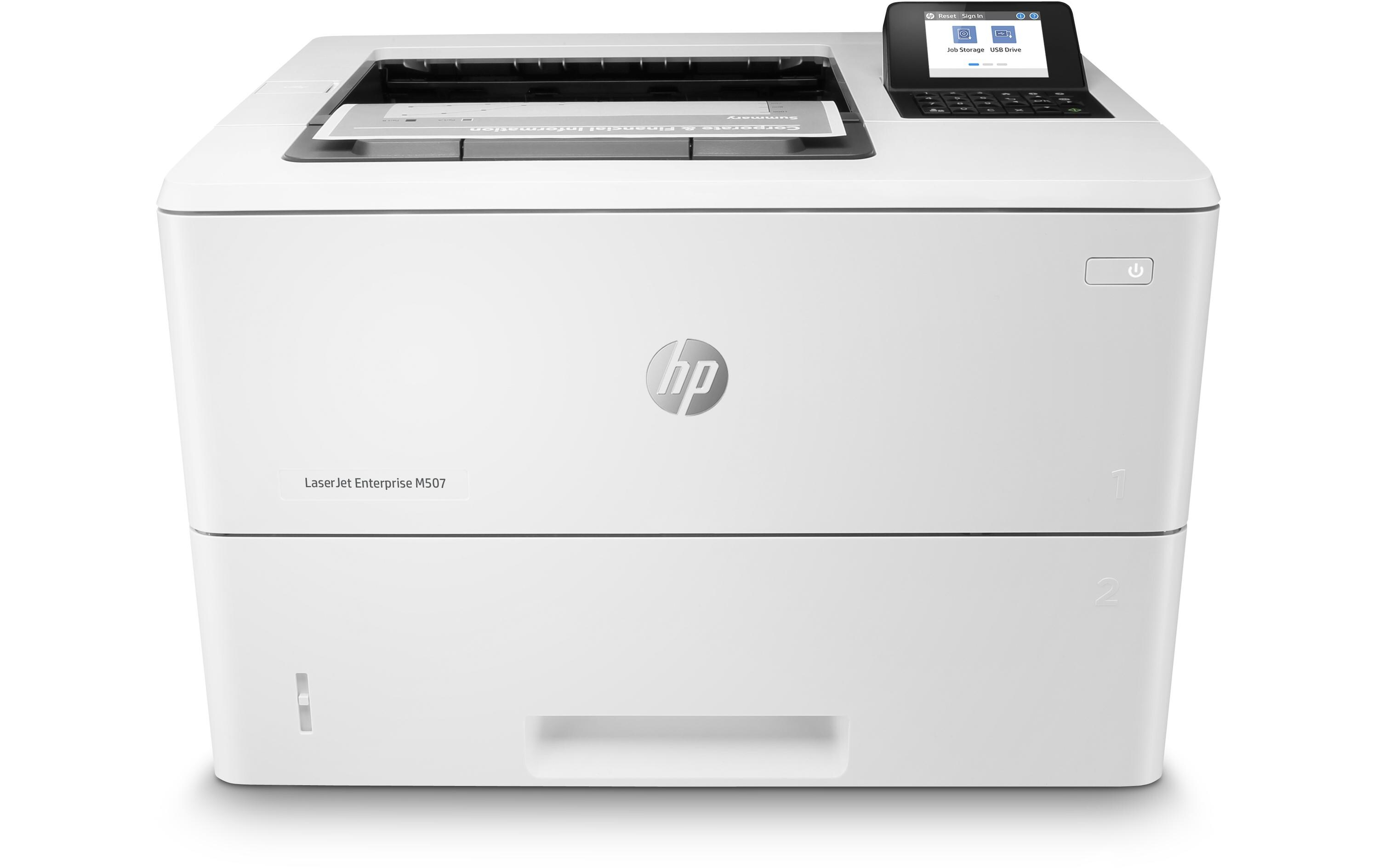 Drucker LaserJet Enterprise M507dn<br>Schneller, netzwerkfähiger A4-Monolaser-Drucker mit automatischer Duplexeinheit