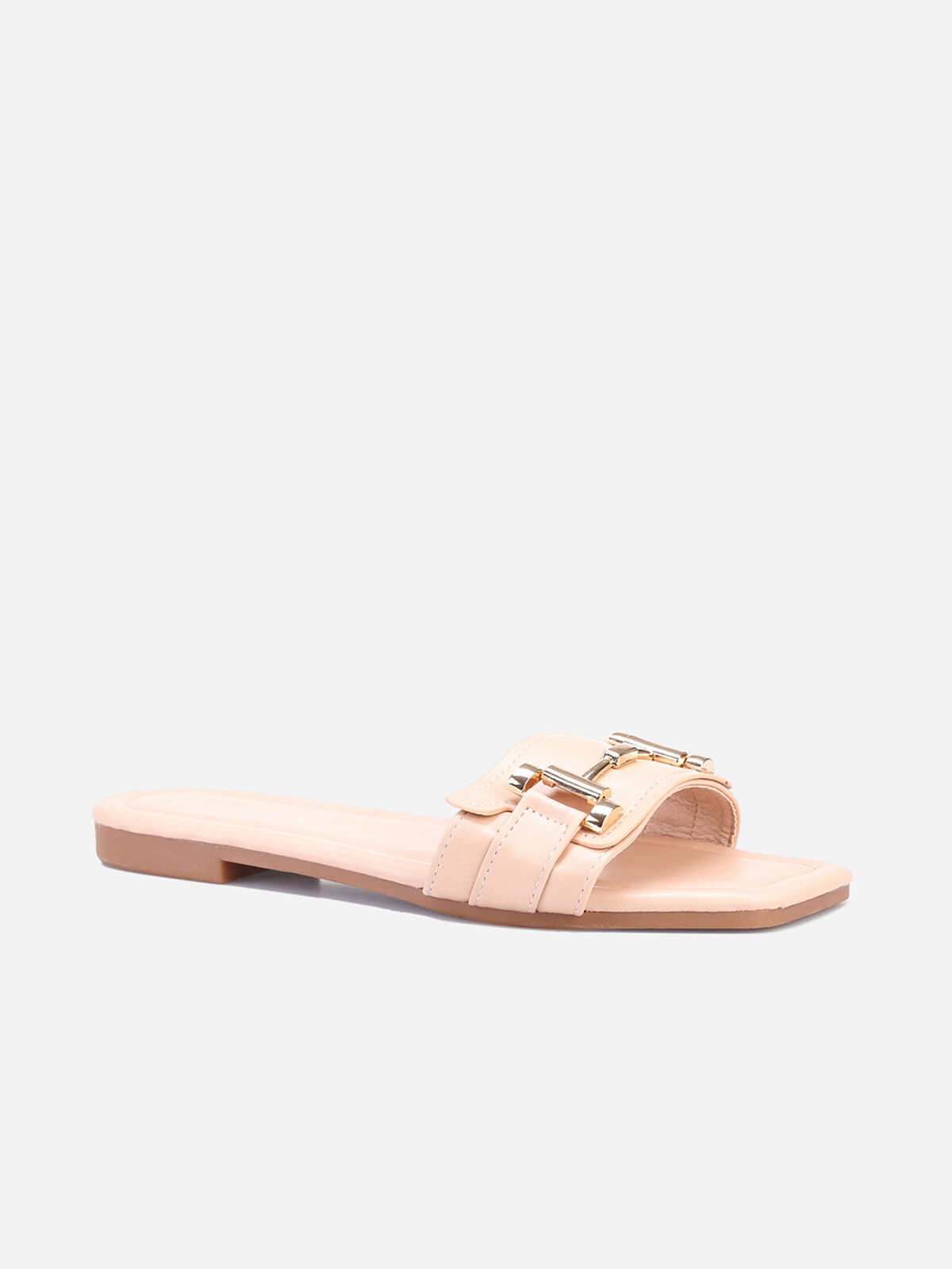 Mules à bride métallique- Beige