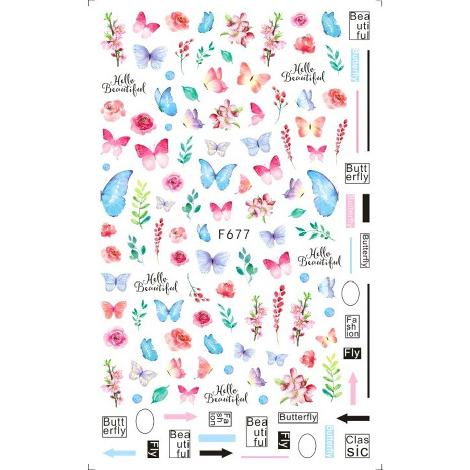 Nagel Sticker Nail Art Tattoo Selbstklebende Schmetterlinge Aufkleber - Style 1