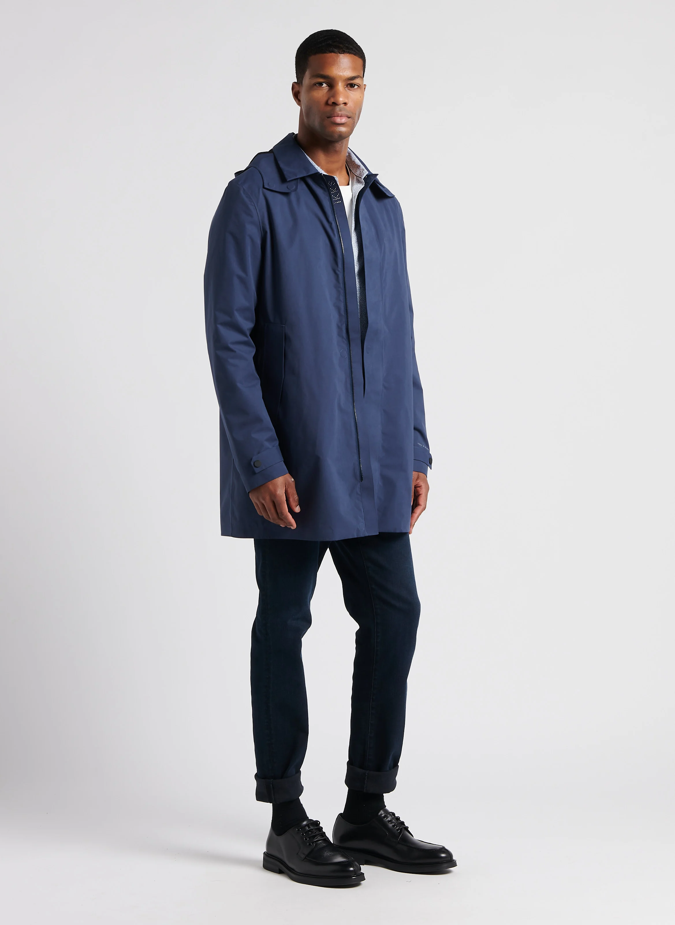 Trench col classique droit | Bleu