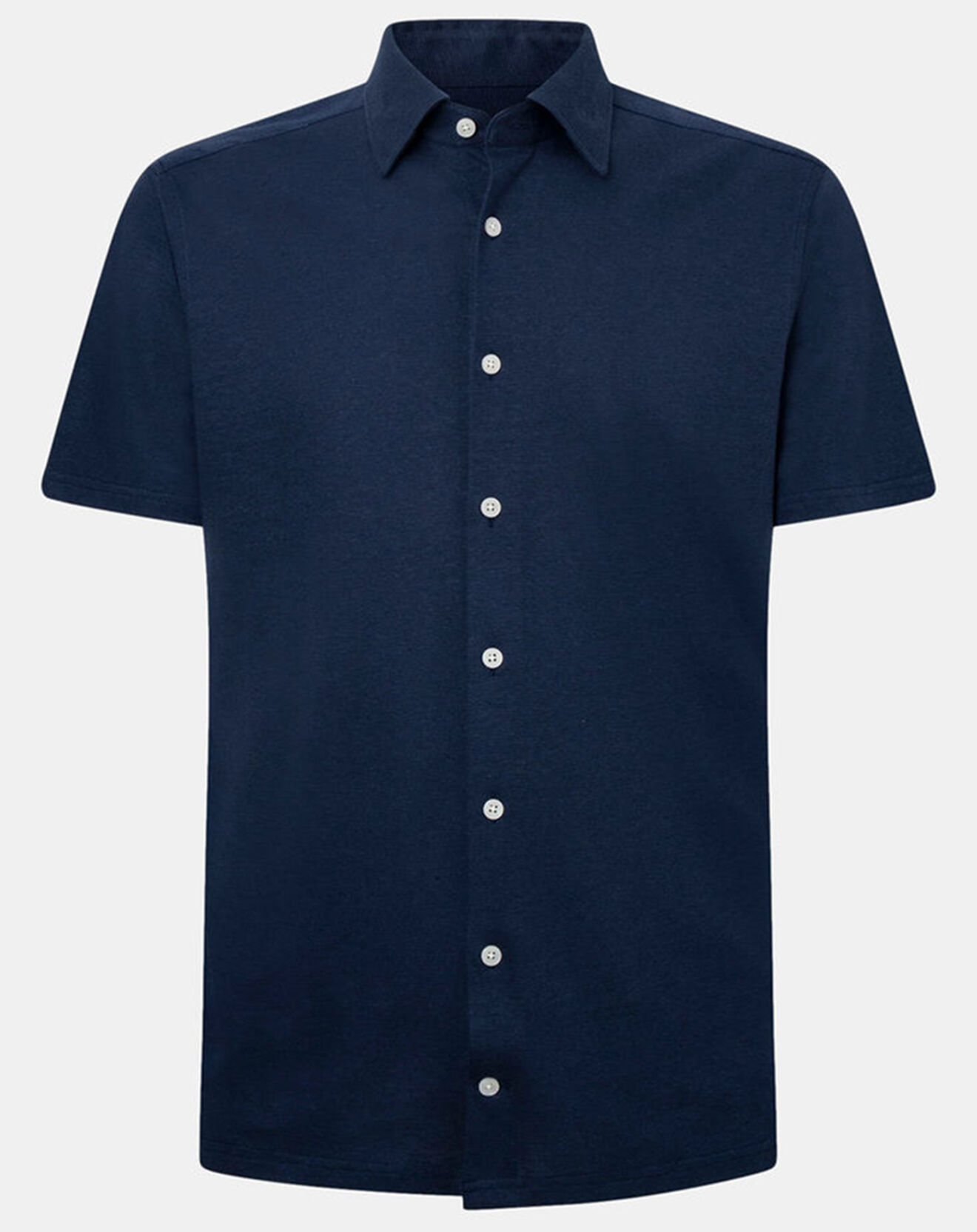 Hackett London Chemise en Lin & Coton Slim Fit manches courtes Tricot bleue