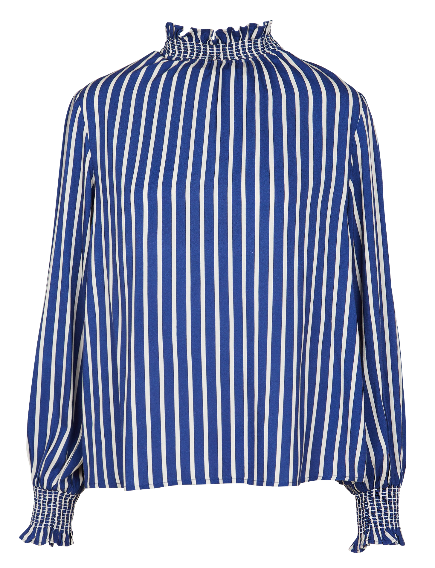TONIA - Blouse à volants rayée | Bleu