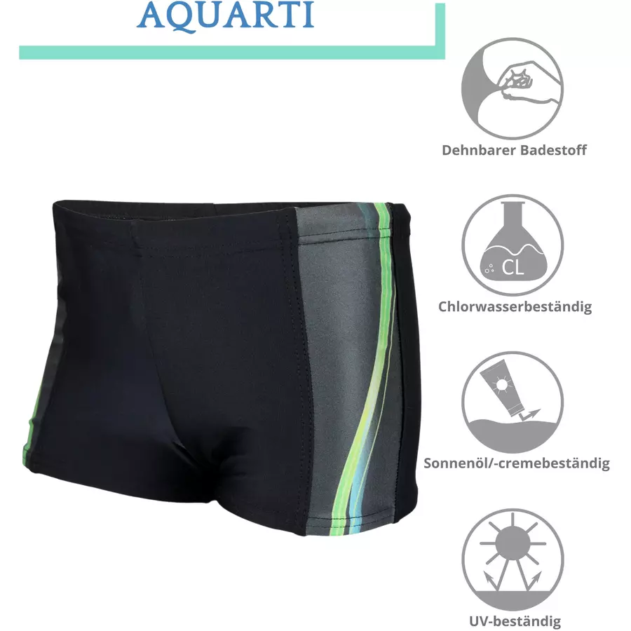 Aquarti Jungen Schwimmhose Kontrastfarbige Einsätze schwarz