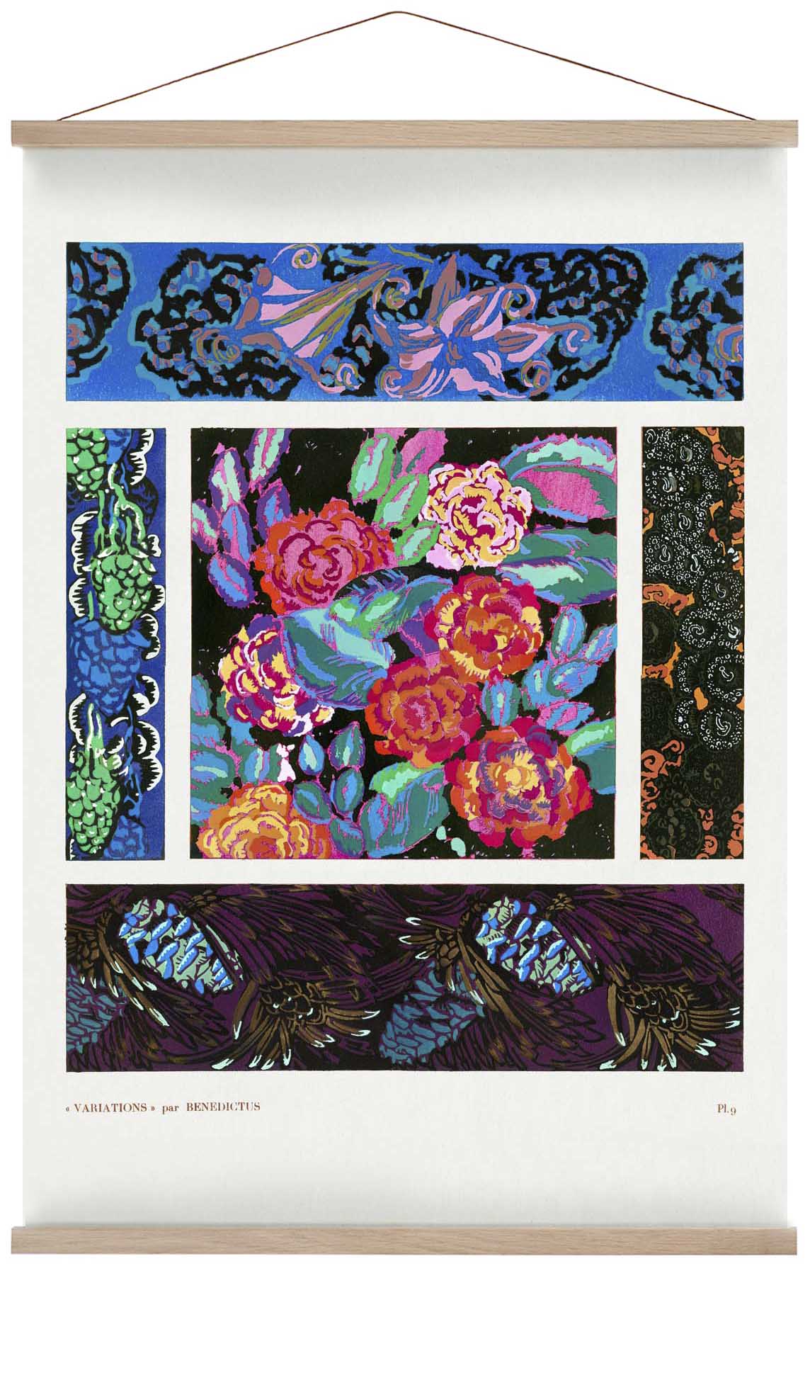 Blumen Art Deco Muster, Variation 9 von Édouard Bénédictus
