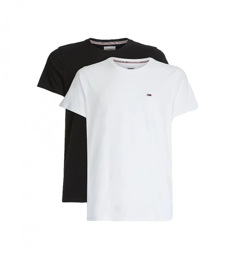 Conjunto de 2 camisetas Tommy Jeans Slim Fit, branca e preta.