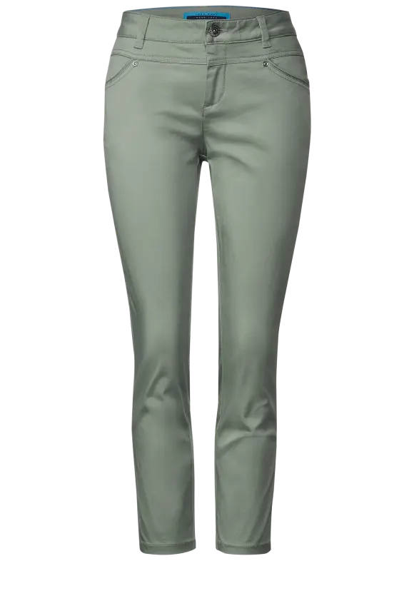 Casual Fit Seidenoptik Hose - light soft olive