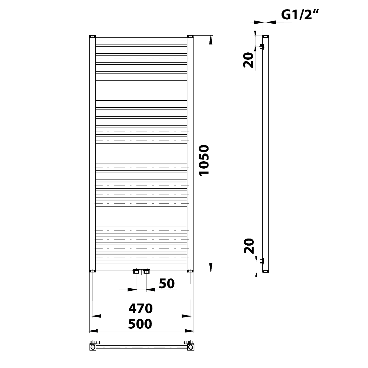 Sapho Grunt radiator 105x50cm 465W wit