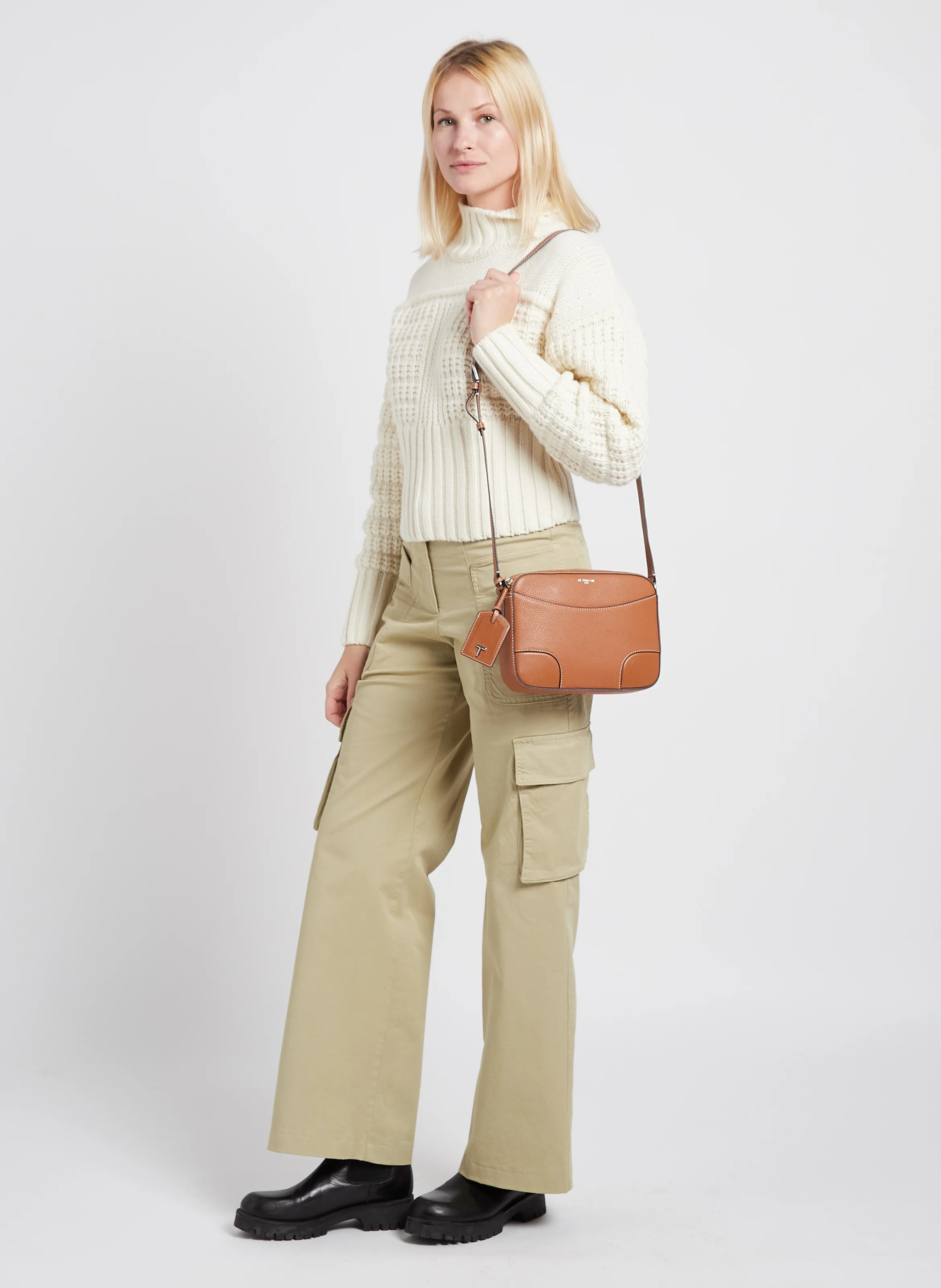ROMY - Sac bandoulière en cuir grainé| Marron