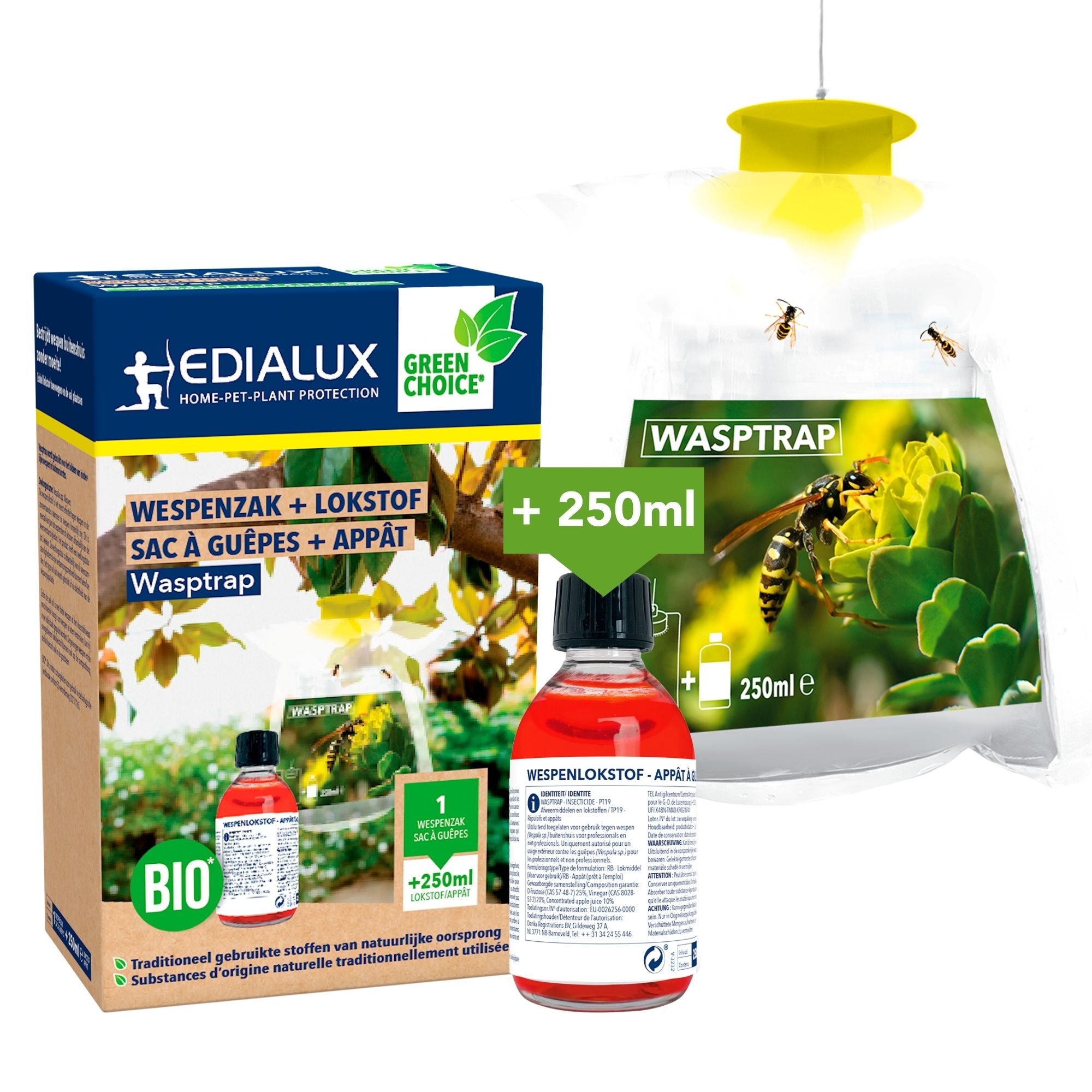 Edialux Gebruiksklare wespvangzak met 250ml lokvloeistof