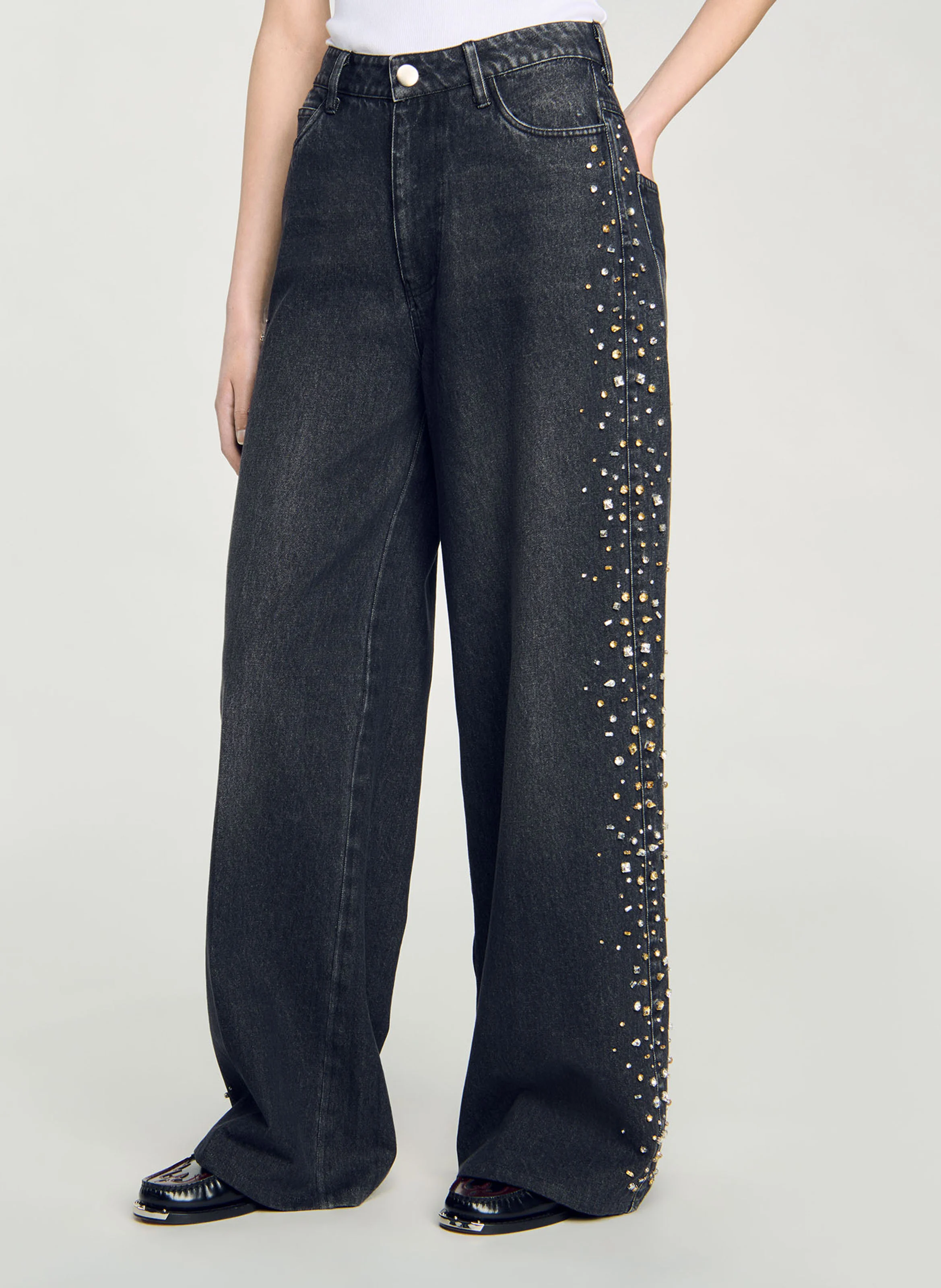 Jean large en coton | Noir
