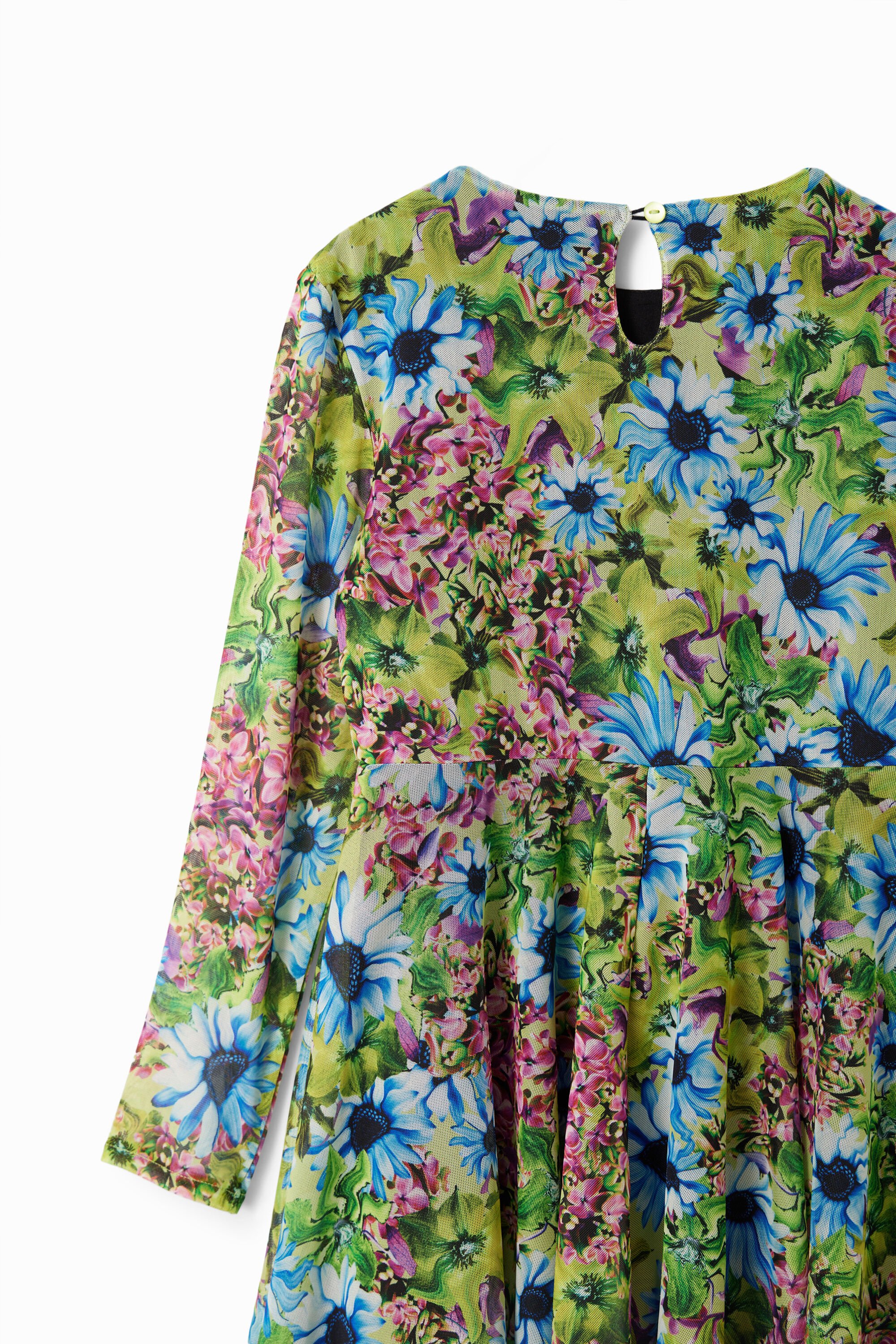 Robe manches longues tulle fleurs