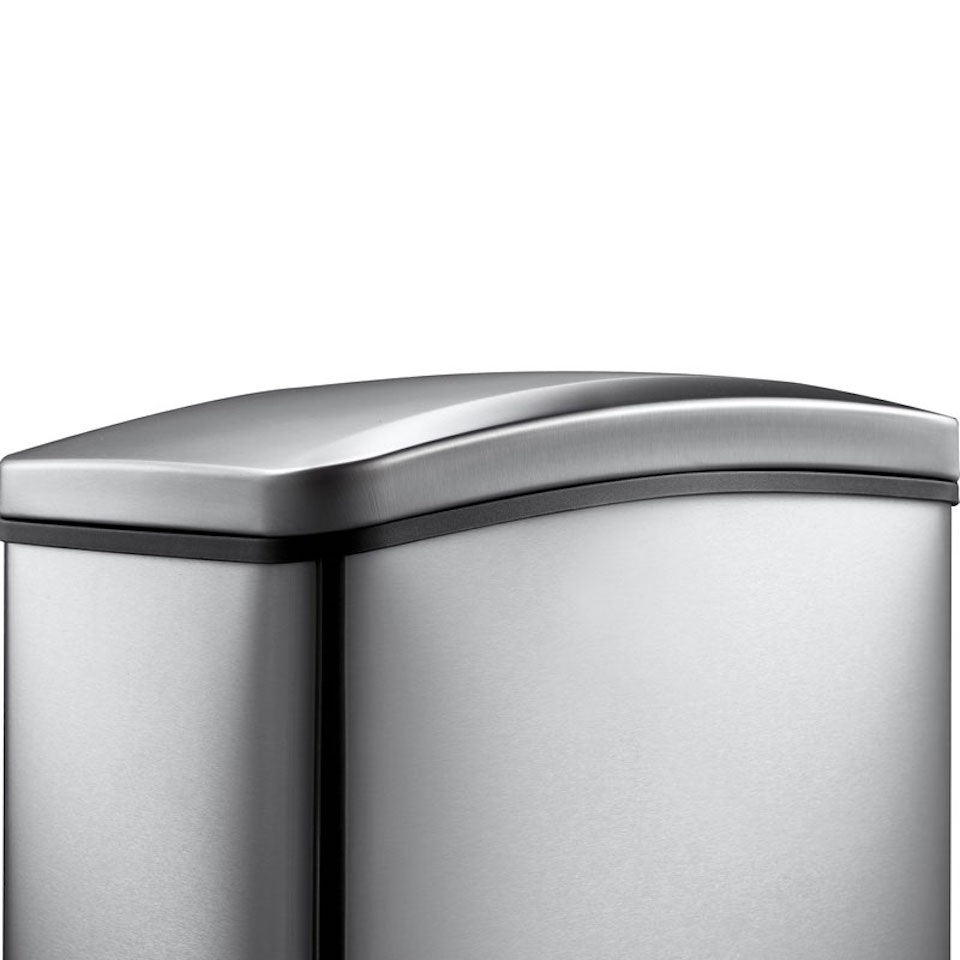 PROREGAL Rechthoekige afvalbak van geborsteld roestvrij staal 8 liter HxBxD 33,5 x 17,8 x 33,2 cm Zilver