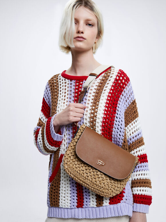 Bolso Bandolera De Paja - Camelo