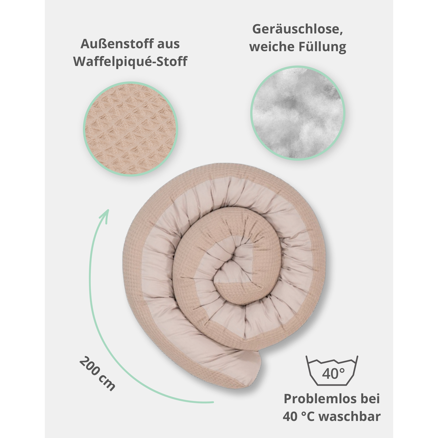 Ullenboom Baby-Bettschlange Waffelpiqué Sand 200 cm