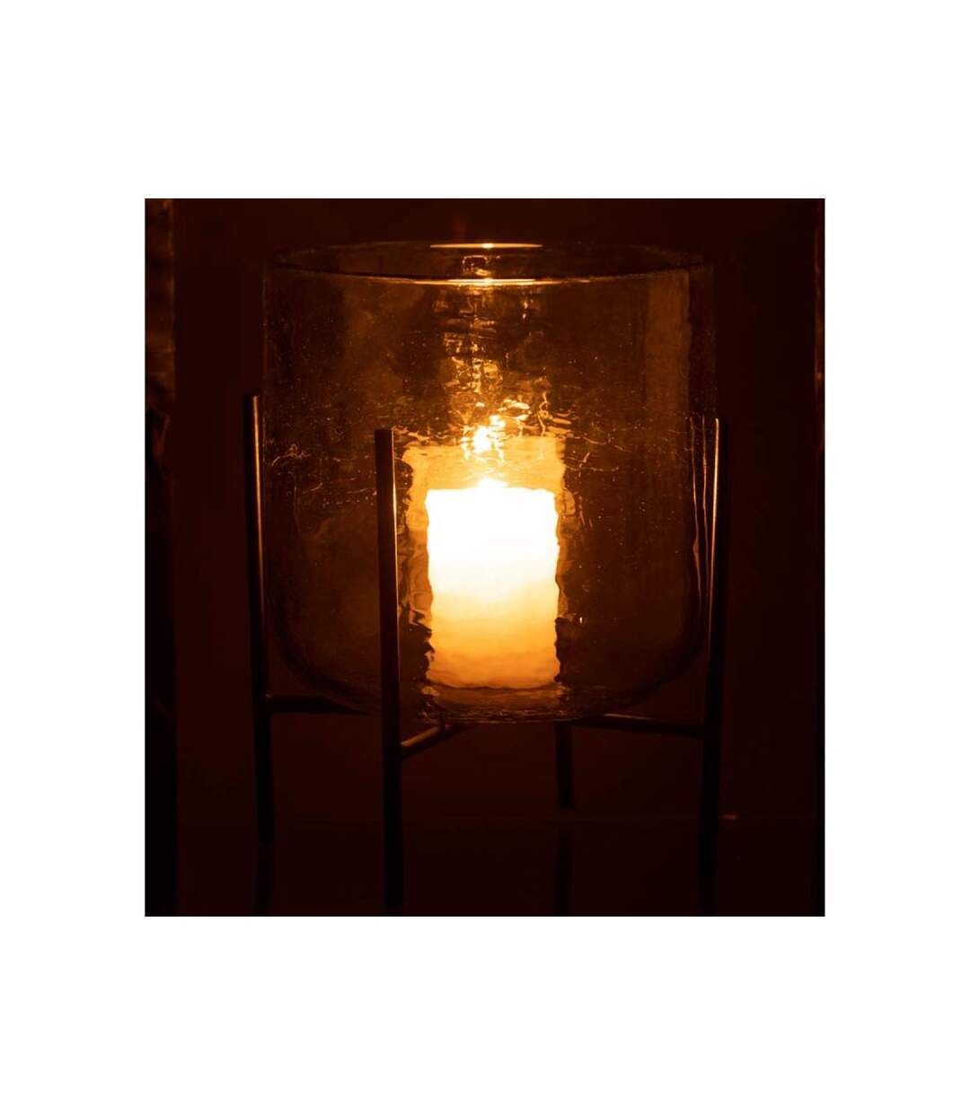 Paris Prix - Photophore Sur Pied debout 20cm Transparent & Noir