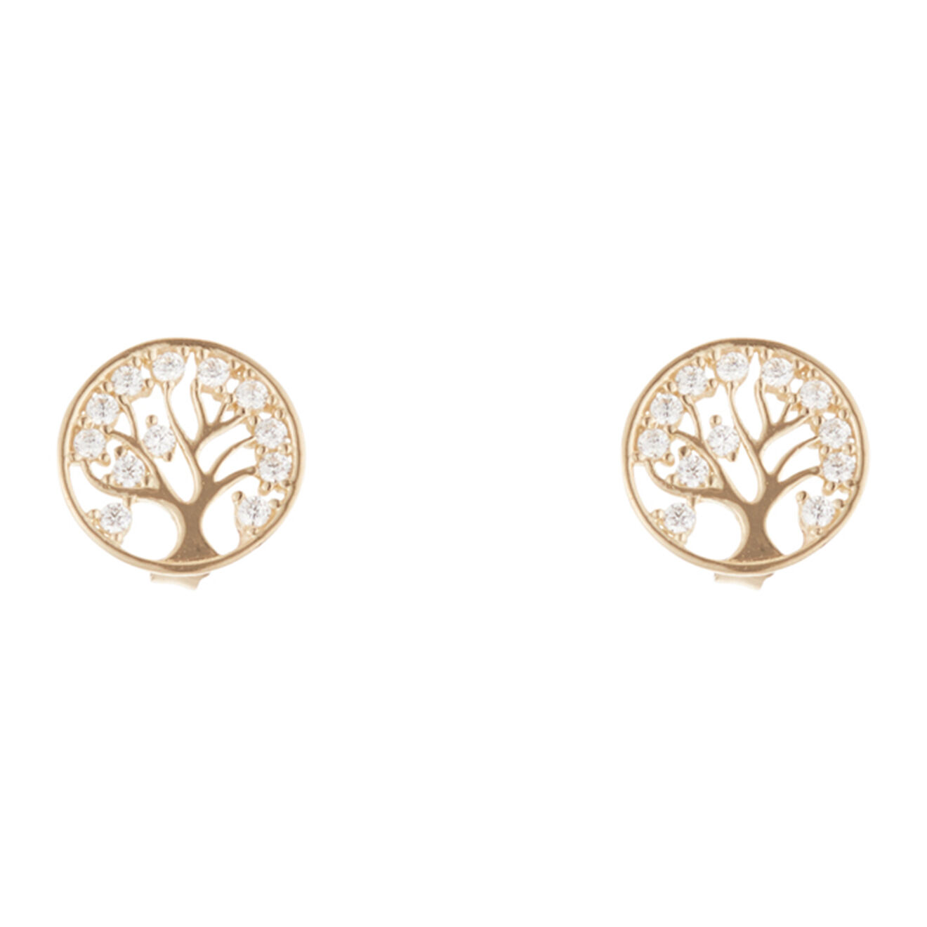 Instant d'Or Boucles d'oreilles Arbre de vie Zirconium or jaune