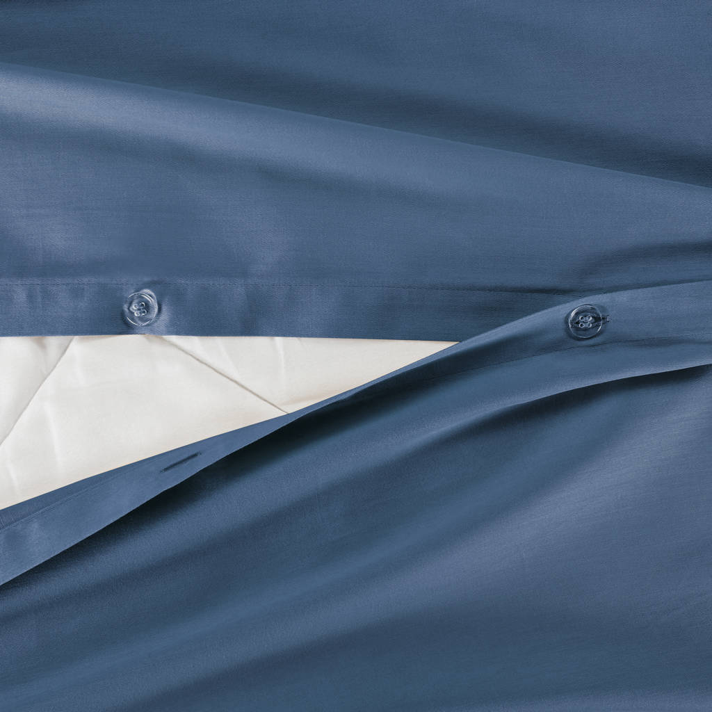 katoen satijnen dekbedovertrek lits-jumeaux blauw (240x220 cm)